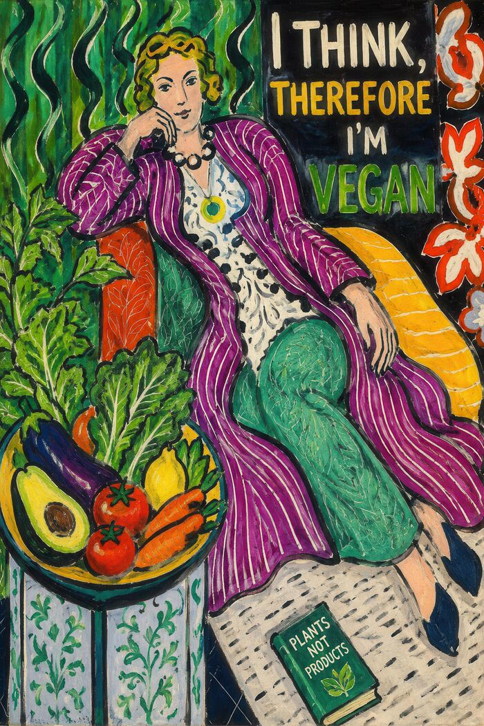 I Think, Therefore I'm Vegan — free vegan poster