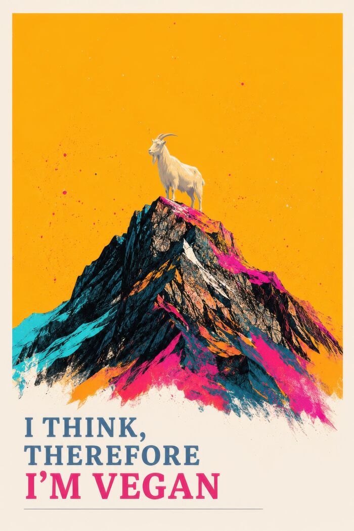 I Think, Therefore I'm Vegan — free vegan poster