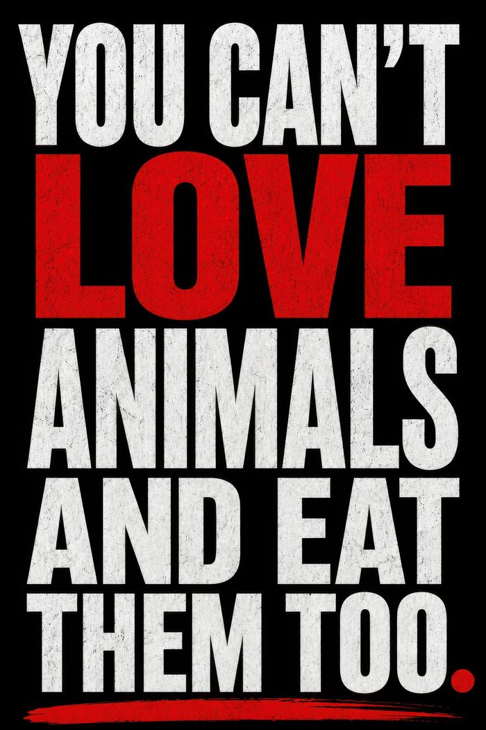 You Can't Love Animals & Eat Them — free vegan poster